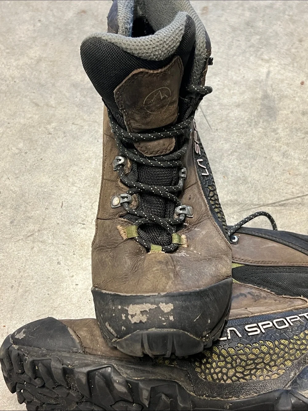 La Sportiva Men's Brown and Olive Trail-Ready Hiking Boots size 10 1/2